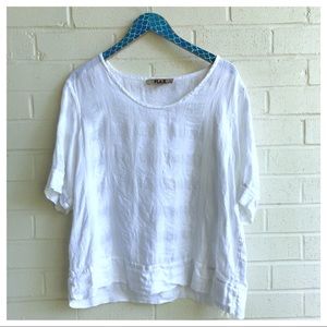 Flax Check Plaid Linen Short Sleeve Top